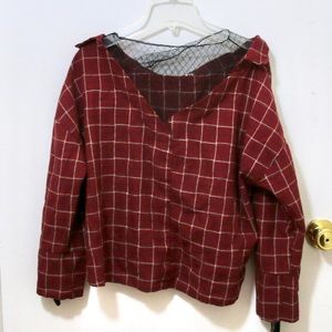 yesstyle OGAWA - Mock Two-Piece Plaid Top